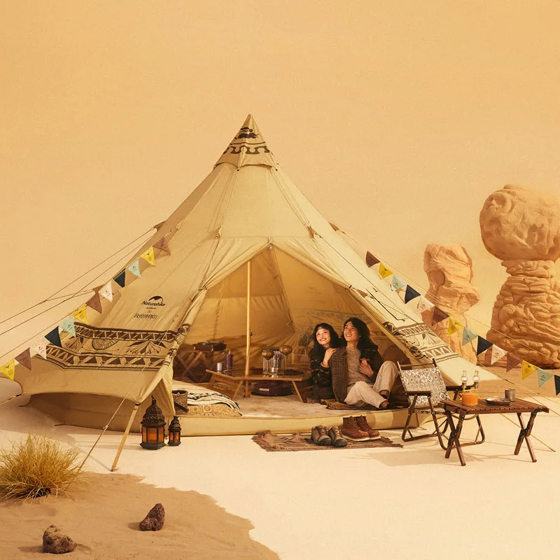 Naturehike Dunhuang series Brighten 12.3 outdoor glamping pod cotton canvas pyramid tent camping Tipi Desert Teepee tent