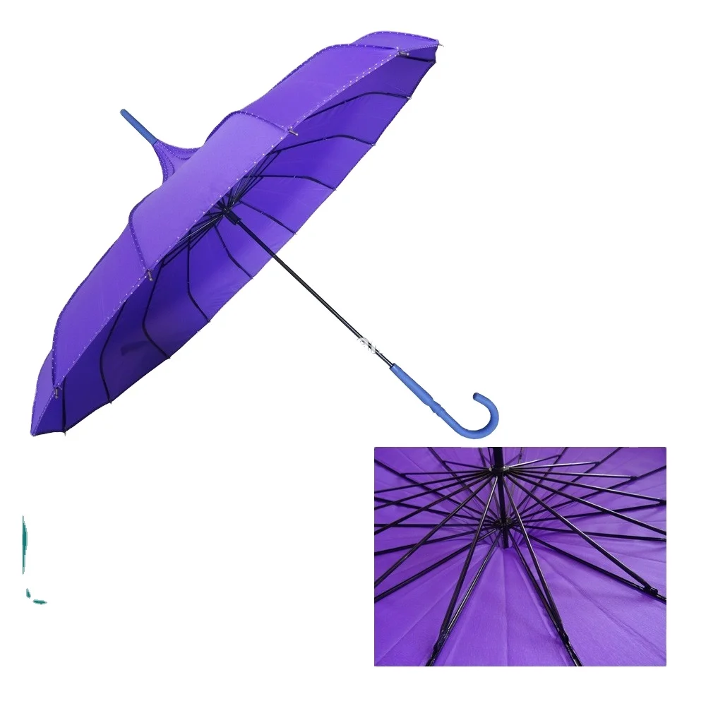 23 Inches Stick Purple Pagoda Umbrella