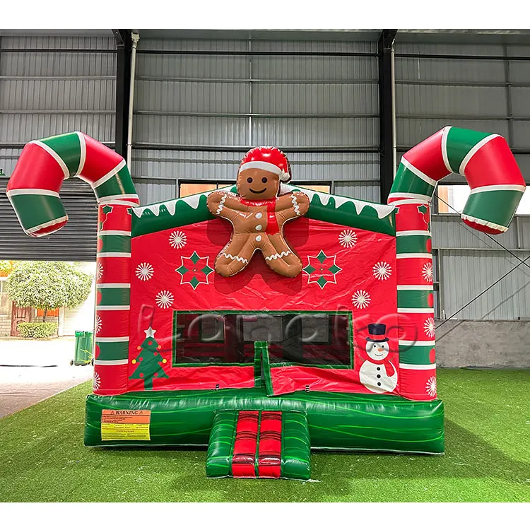 Party rental inflatable bouncy castle Gingerbread man inflatable Christmas Santa Claus jump bounce house for kids