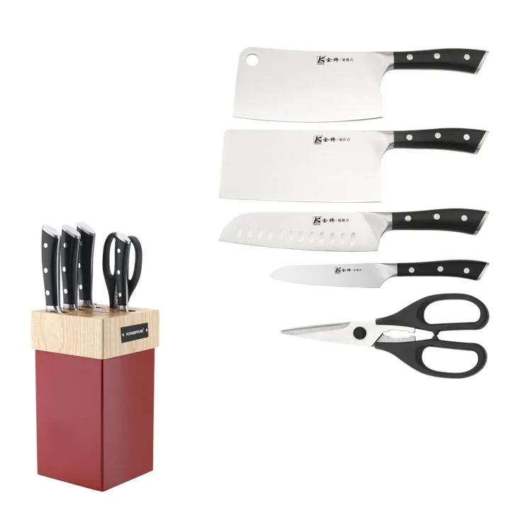 Роскошные кухонные ножи из нержавеющей стали 6 шт. набор деревянных блоков