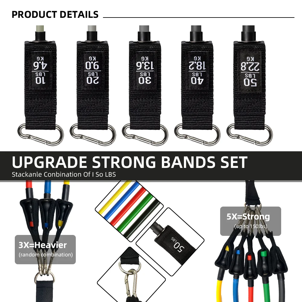 GEDENG Latex Tube For Arms Pull-Up Band Resistance Loop Bands With Protective Sleeves Handle Nylon Resistance Bands