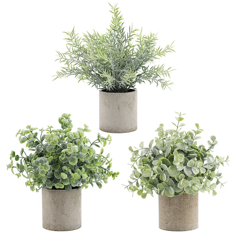 Decorative Indoor Living Room Small Green Pot Plastic Faux Plants And Flowers Potted Wholesale Artificial Plant For Home