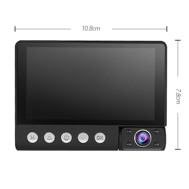 Dash Cam 3 Dashboard Camera Recorder 4 Inch Touch Screen Video DVR 3 Ways HD Car Black Box Rearview Car DVR Driving Recorder