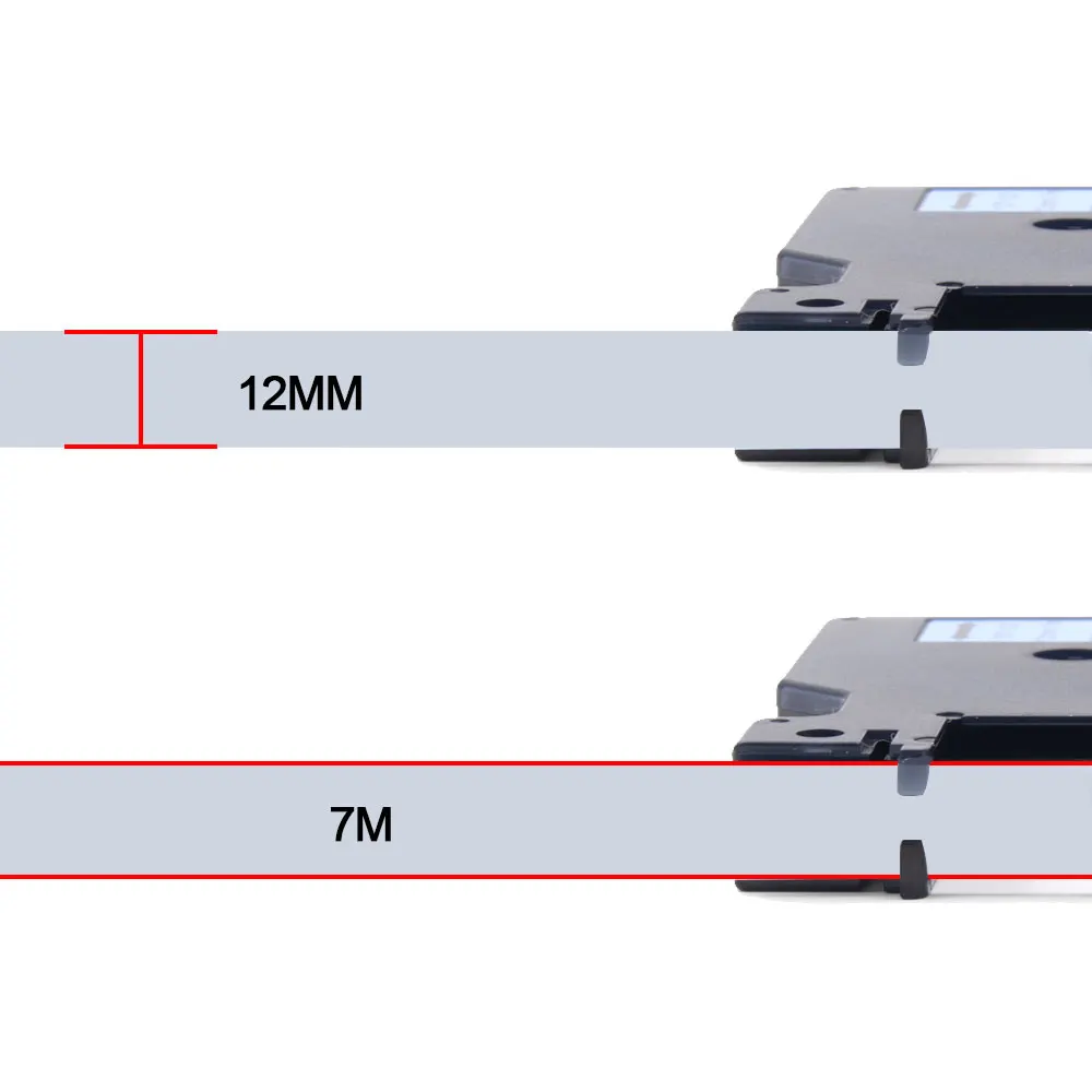 Стандартная маркировочная лента 45024 для кассеты Этикеток DYMO D1 45024, 1/2 дюйма (12 мм) x 23 фута (7 м), черная печать на белой ленте