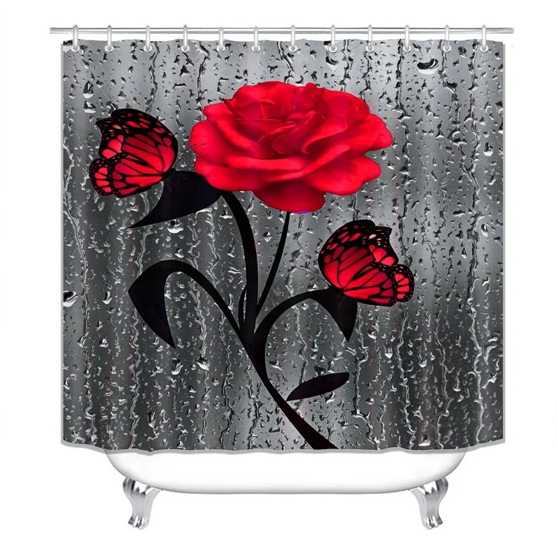 Розовый, голубой, красный, желтый цвета, размеры дизайнерская ванная комната, продажа по оптовым ценам; Принт занавески и ковры набор