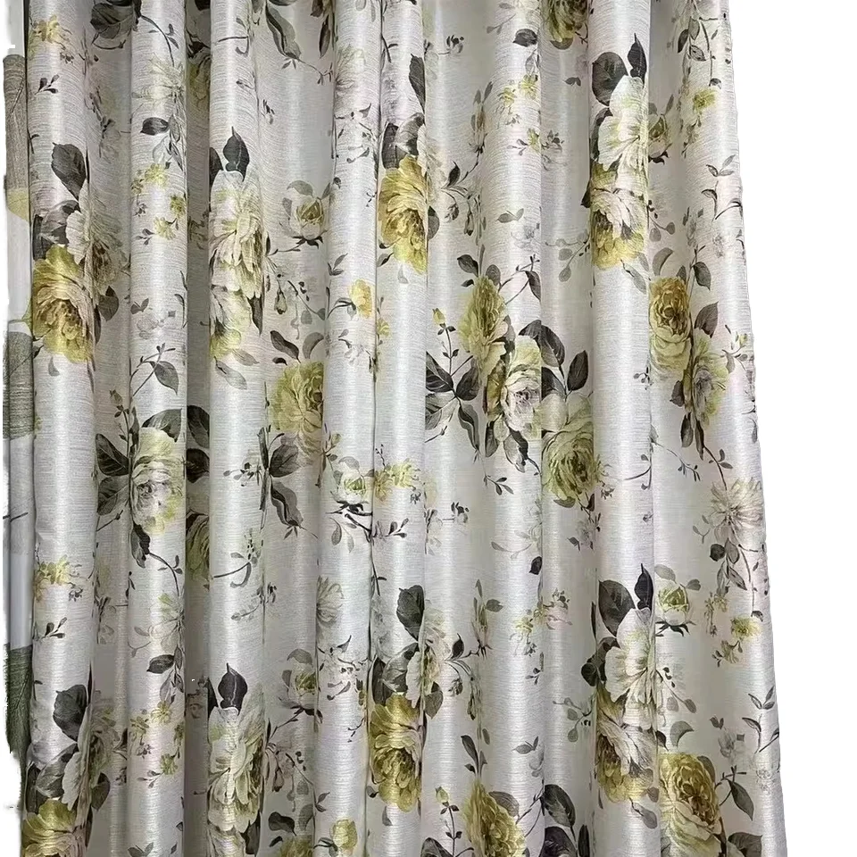 Wholesale European Style Floral Printed Curtains Blackout Fabric Ready-Made Curtain for Living Room Office