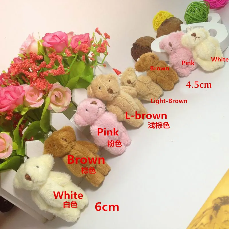 Wholesale 4.5cm 6cm Stuffed Plush Pendant Doll Hands Feet Movable Diy Handmade Material Toy Mini Joint Teddy Bear Keychain