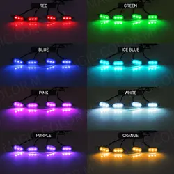 9W RGB Rock for Offroad Truck Car front Middle emblem badge grille led Light APP Controlled, Multicolor, Music Mode, Dimmable