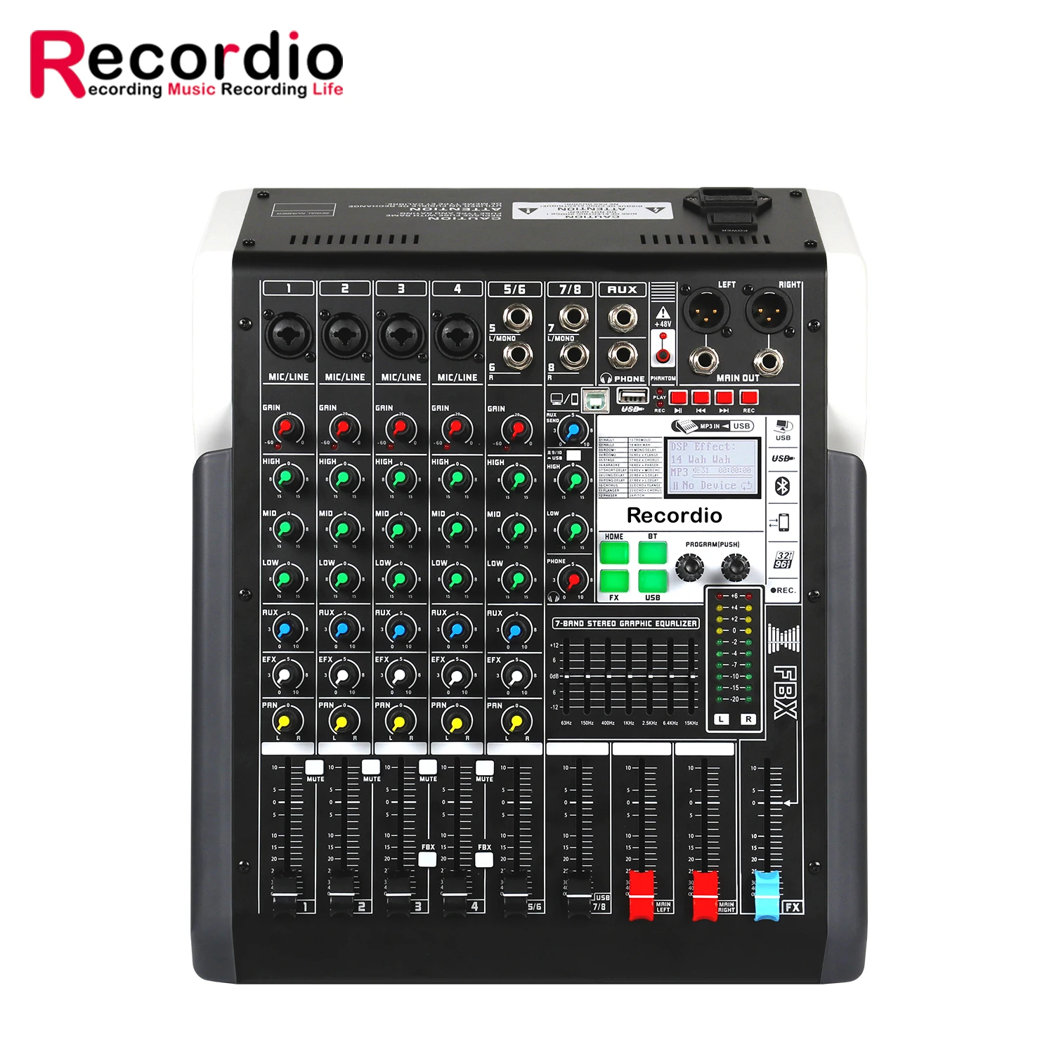 GAX-TXS8 Professional 8 Channel Dj Controller Audio Console Mixer Usb Sound 24 Kinds of DSP 7-band Equalizer