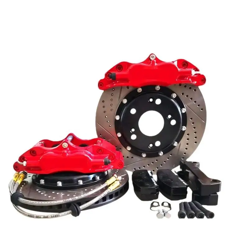 hydraulic Auto brake parts Sensitive braking Front 4-Piston Support color custom LOGO rotor drilled and slotted disc For Vesta
