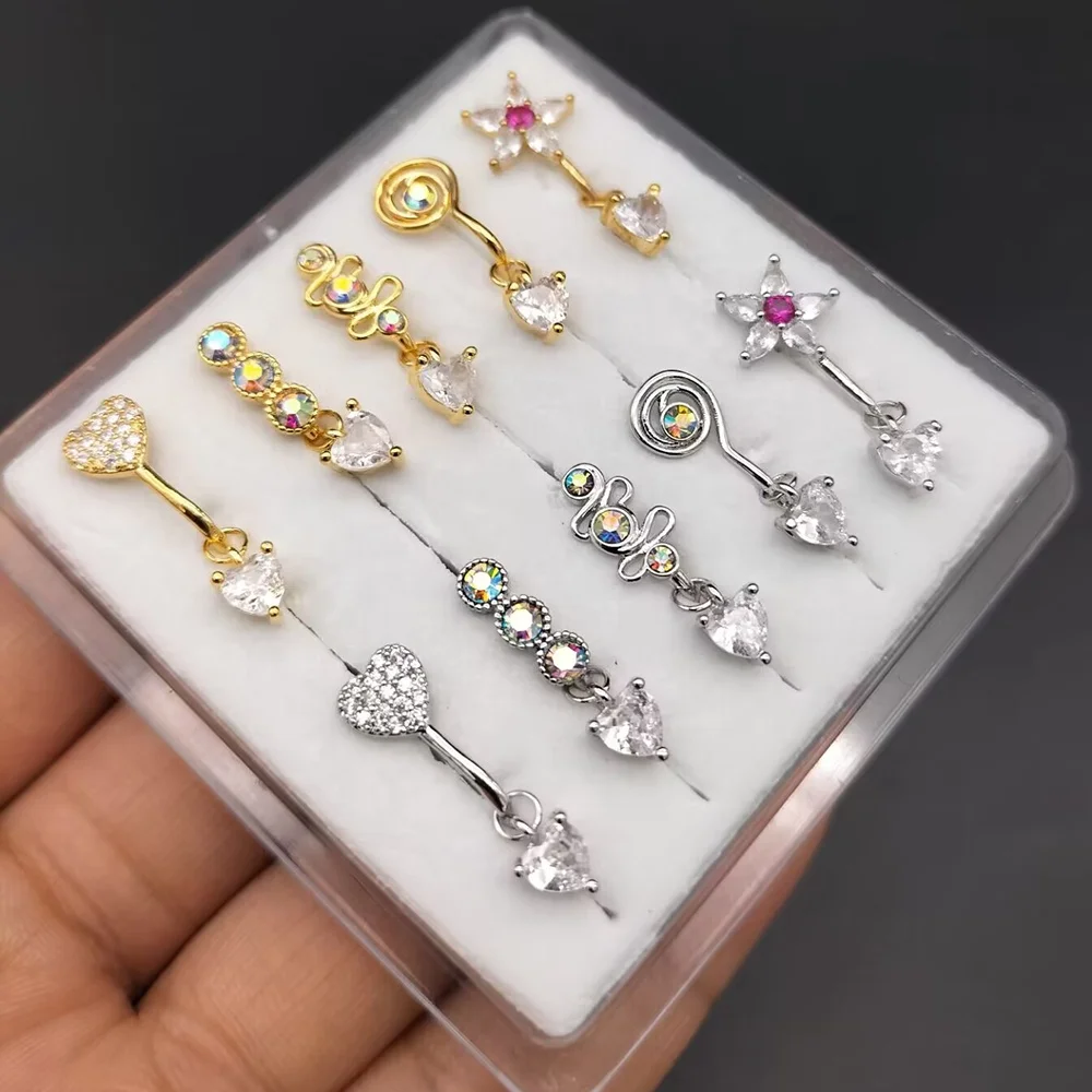 Multi Style nose cuffs for non pierced nose heart dangling   Nose Rings for Women and Men