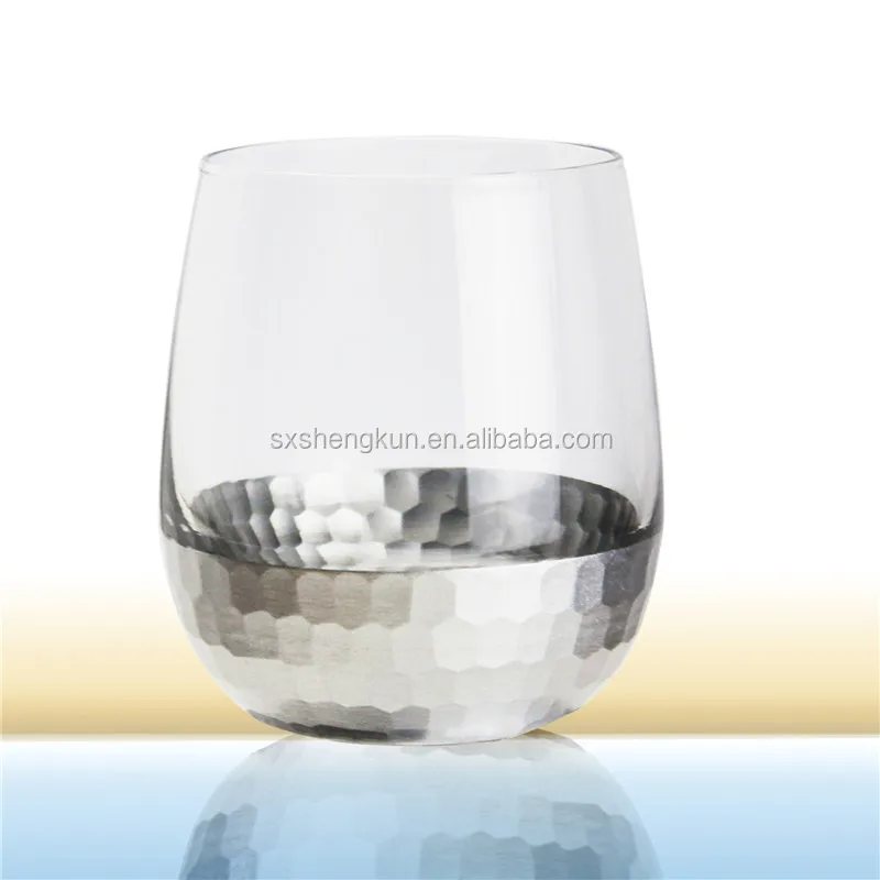 Machine made spot transparent lead-free crystal 350ml Champagne Flutes	with pink fish scales