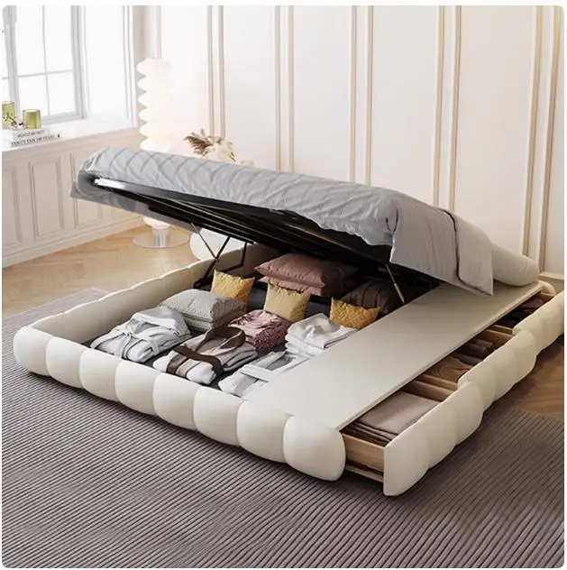 Hot Sale Hotel Furniture Simple Design Cream Puff Frame Full Hotel Bed Hotel Bedroom Set Single Bed Soft Leather Manufacturer