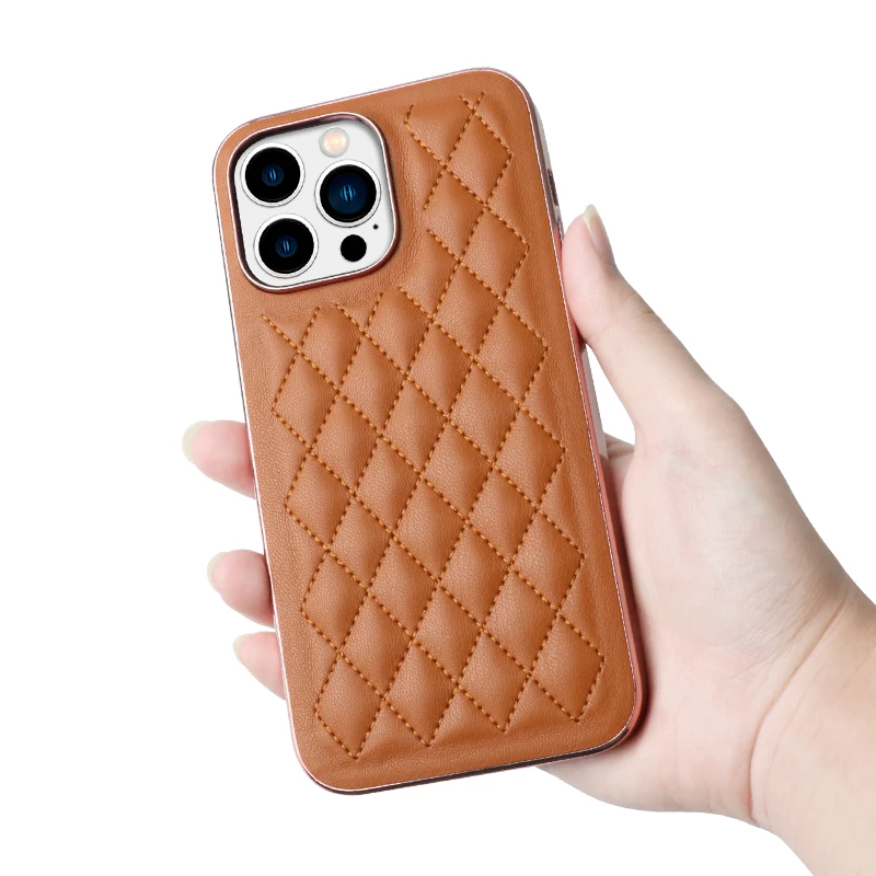 2022 Luxury Colorful PU Leather Precise Metal Camera Women Man Phone Case for Phone 14  13 Pro Max