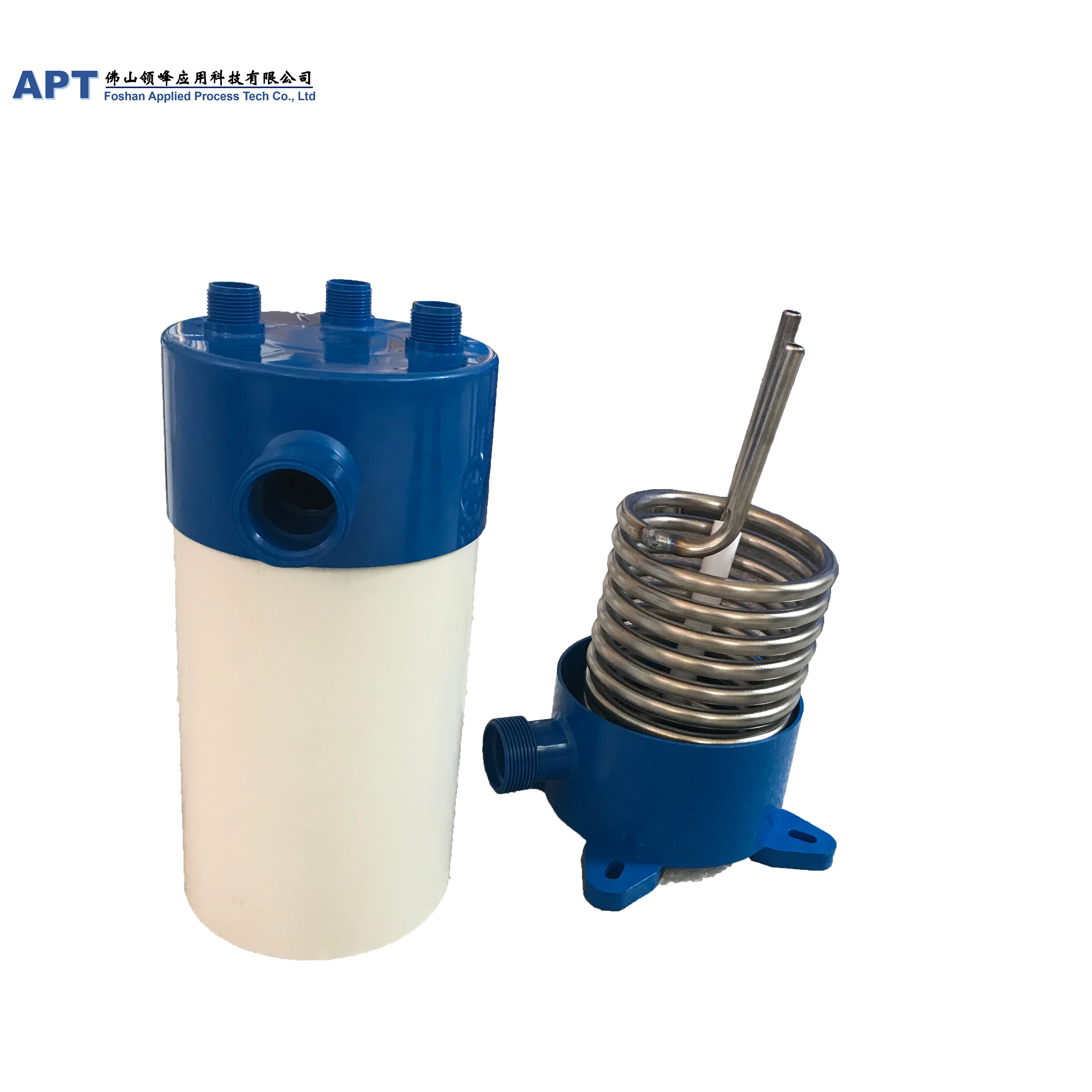 
OEM-design Ti shell and tube refrigeration parts price for fish tank water cooled evaporator for chiller 1.75kw 