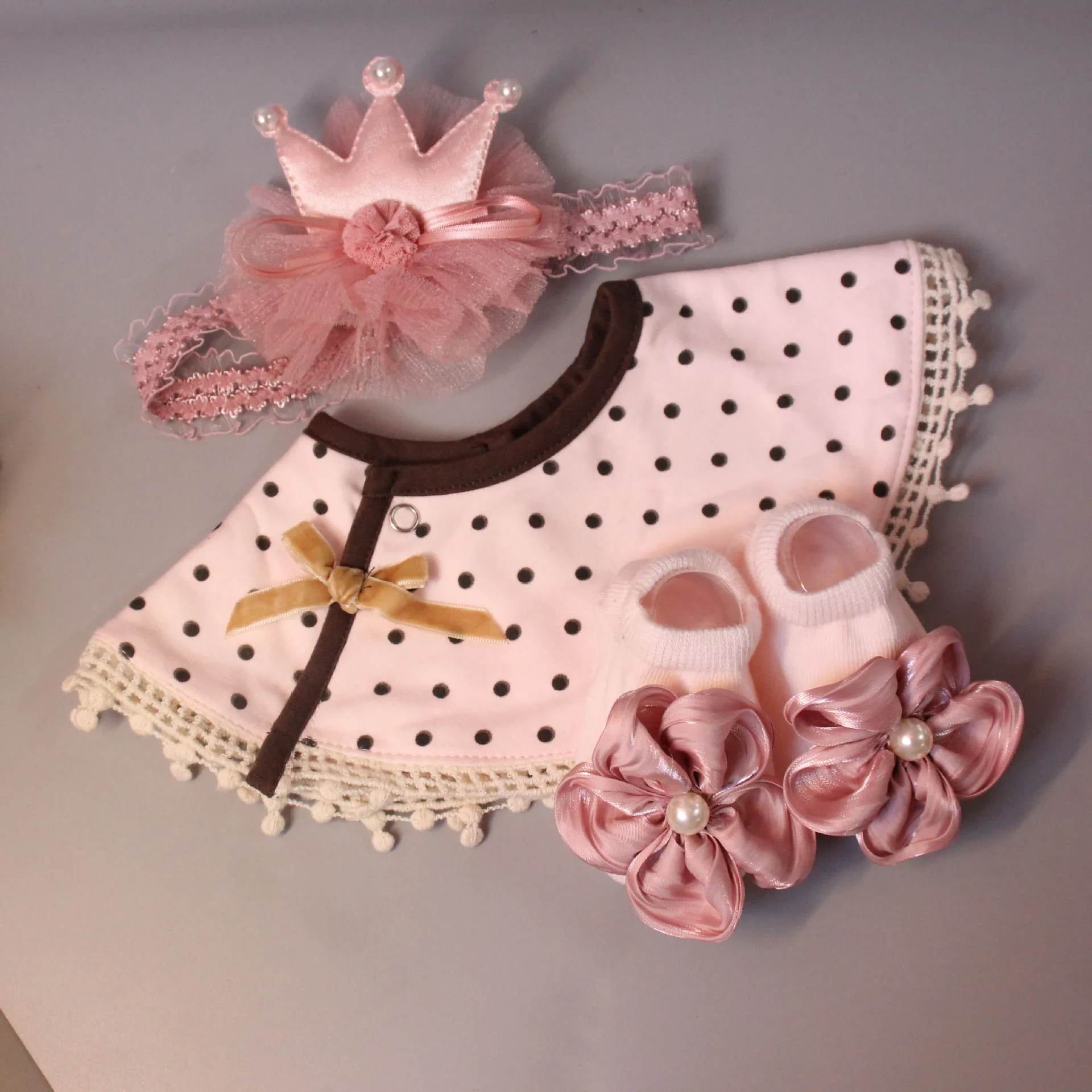
Cute Girls Turban Hairband And Socks Shoe Lace Fabric Head Wrap Flower Baby Socks Headband Set 