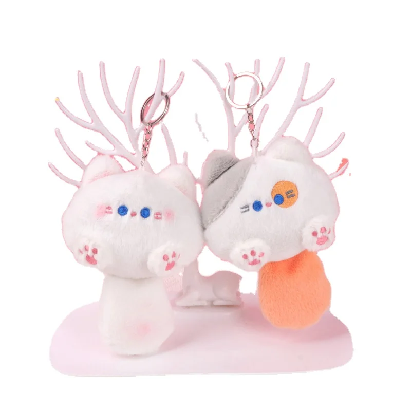 Round funny squeeze cute cat pendant plush squeeze toy doll kawaii animal cat plush keychain