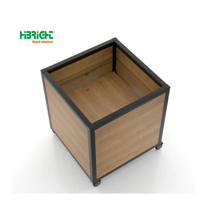 Fresh Design Foldable Wooden Display Shelf Crate with Large Capacity for Vegetables and Fruits