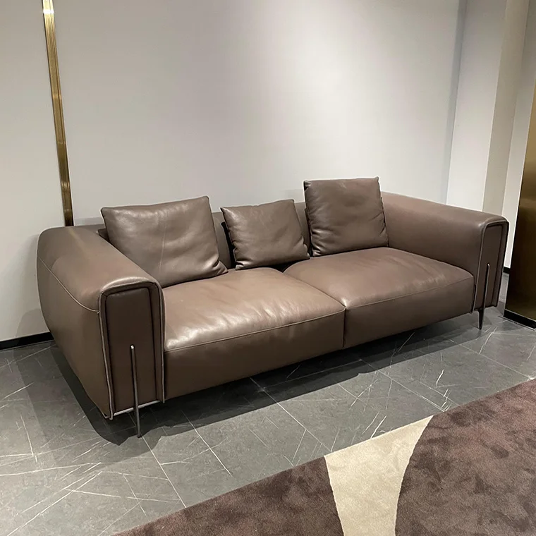 OEM/ODM Brown Chesterfield Sofa Set Furniture Leather Living Room Sofa Set Genuine Leather Sofa