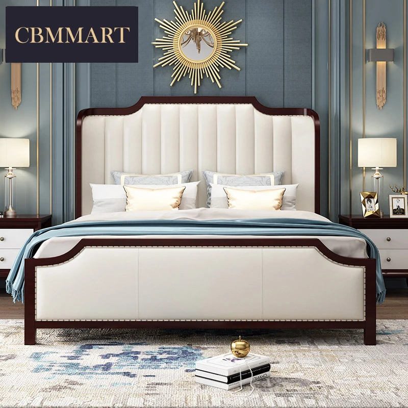 Hot Sell Luxury Design Solid Wood  Bed Room Furniture King Size Queen Size Bed