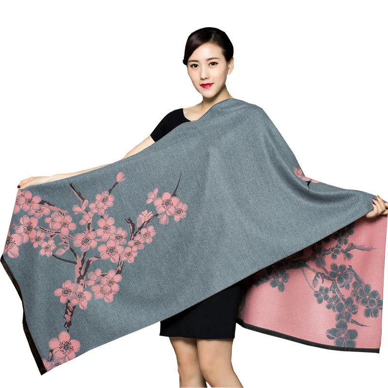 Womens Thick Soft Cashmere Wool Pashmina Silky Printed Shawl Wrap Scarf For Evening Dress Stoles