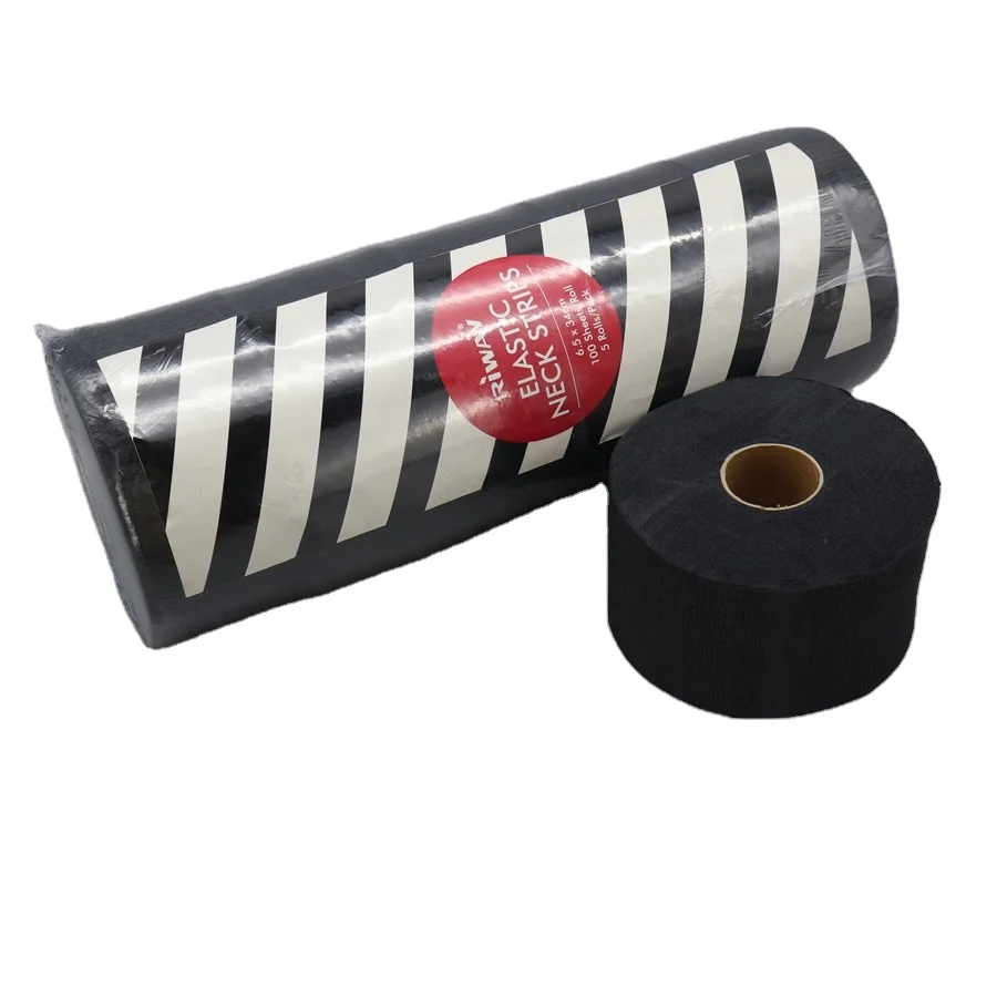 Disposable Beauty Salon Wrapping Strips Ruffles Crepe Roll Hairdressing Black Neck Paper for Barber