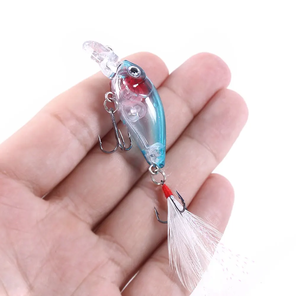 Wholesale mini crankbait fishing lures 4G 45MM 3D Fishing Wobbler Crank Bait Lure