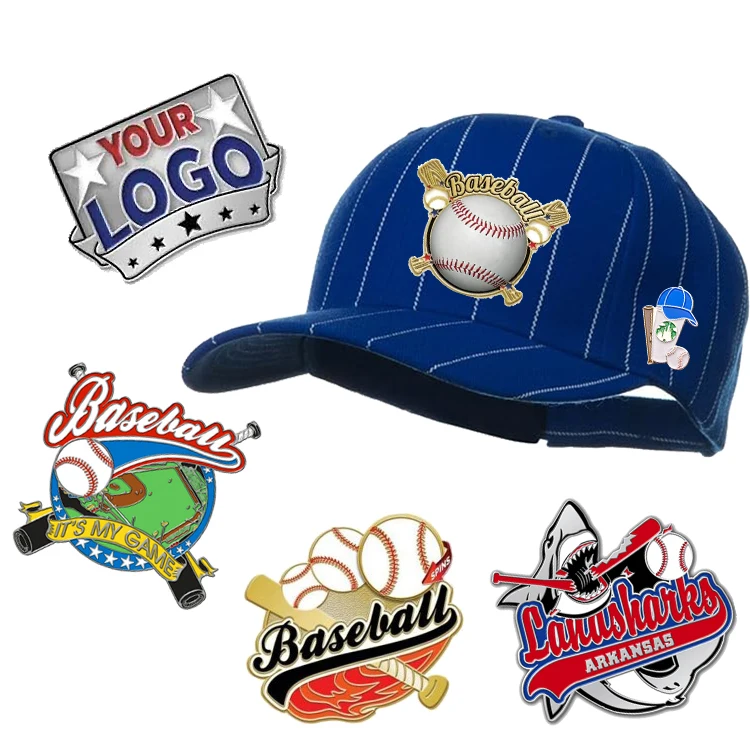 Sport Club Metal Softbal Team Lapel Pins Badges Custom Ball Hat Baseball Trading Enamel Pins For Shirt