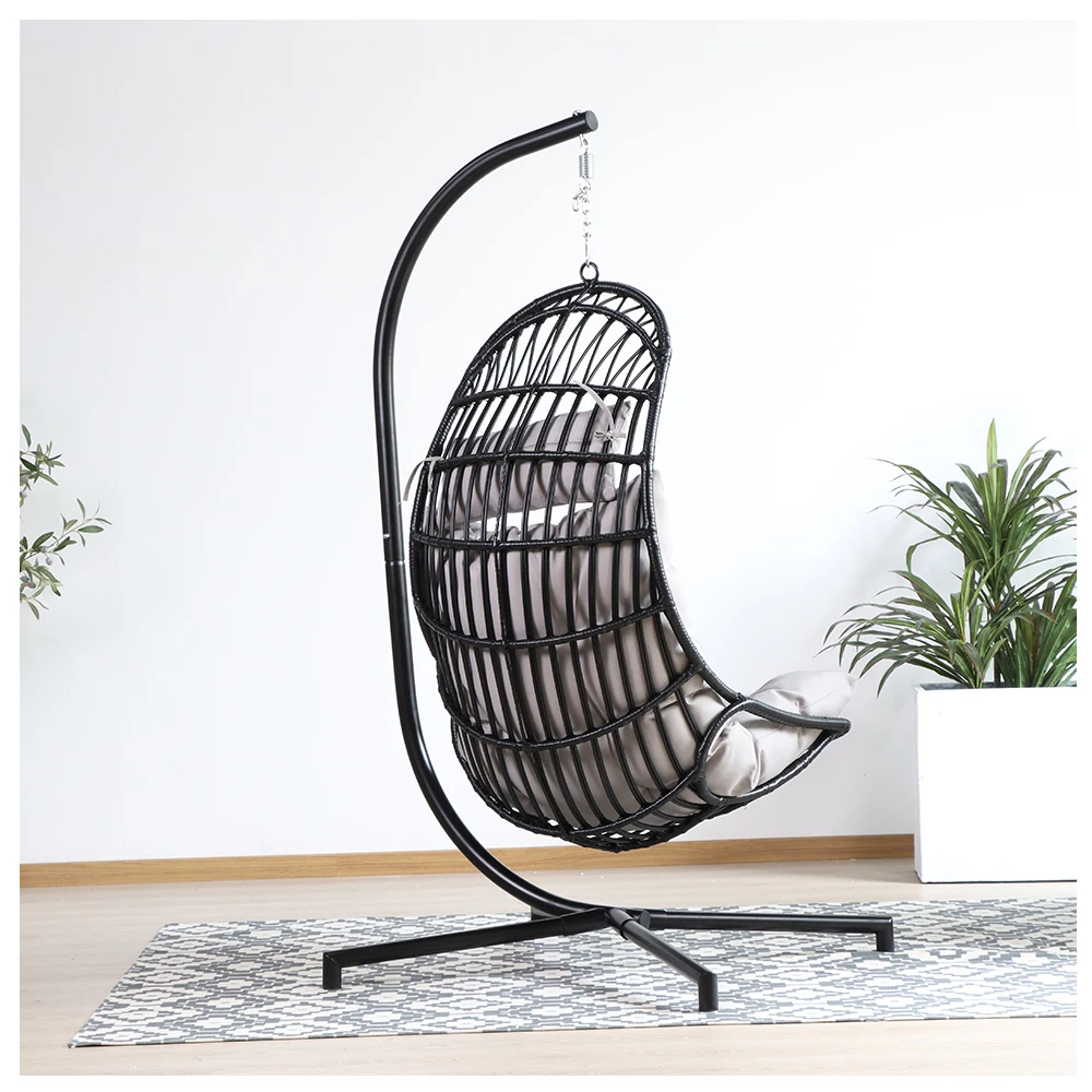 Indoor moon shape patio swings on sale hanging chair rattan garden hanging chair otudoor wicker furniture