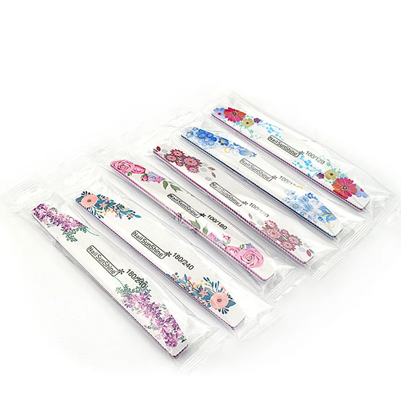 Professional Double-sided Nail File White Sandpaper Half-moon Beauty trimming Tools 100 / 180 /240 Flowers Nail Files Manicure