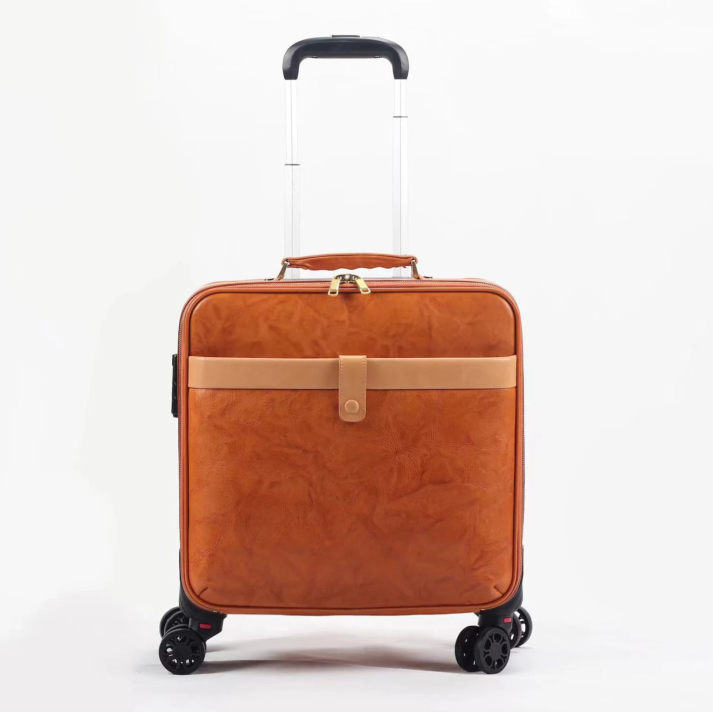 360 Degree 4 Rotative Wheels Suitcases Traveling Bags Genuine Leather Luggage Trolley Set Suitcase