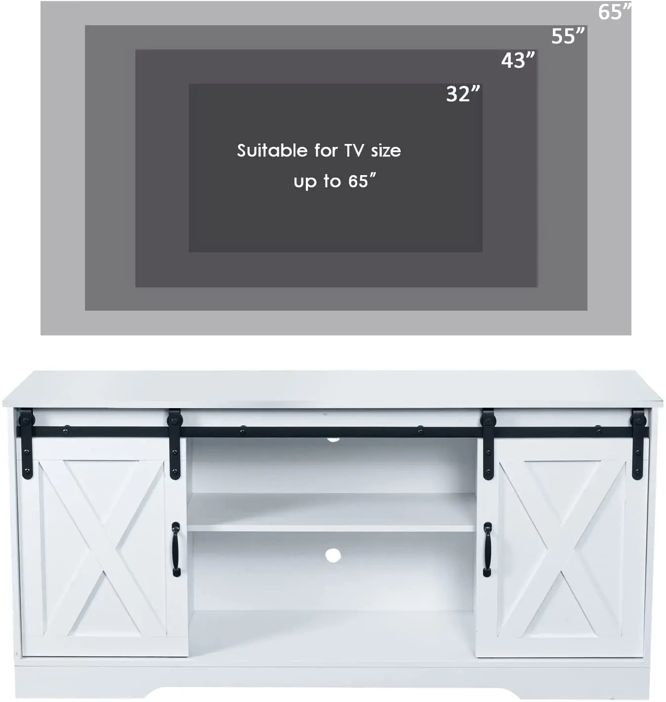 White industrial entertainment center TV console table