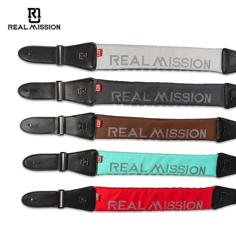 RealMission Amand leather Guitar Strap Wholesale Adjustable Pearl Cotton for Electric Guitar Bass Folk Instrument Accessories