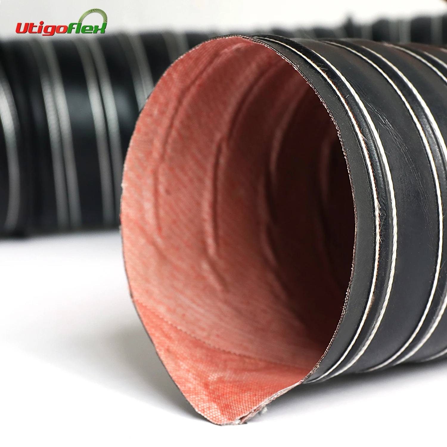 High temperature resistant flexible silicone coated glass fiber duct hose