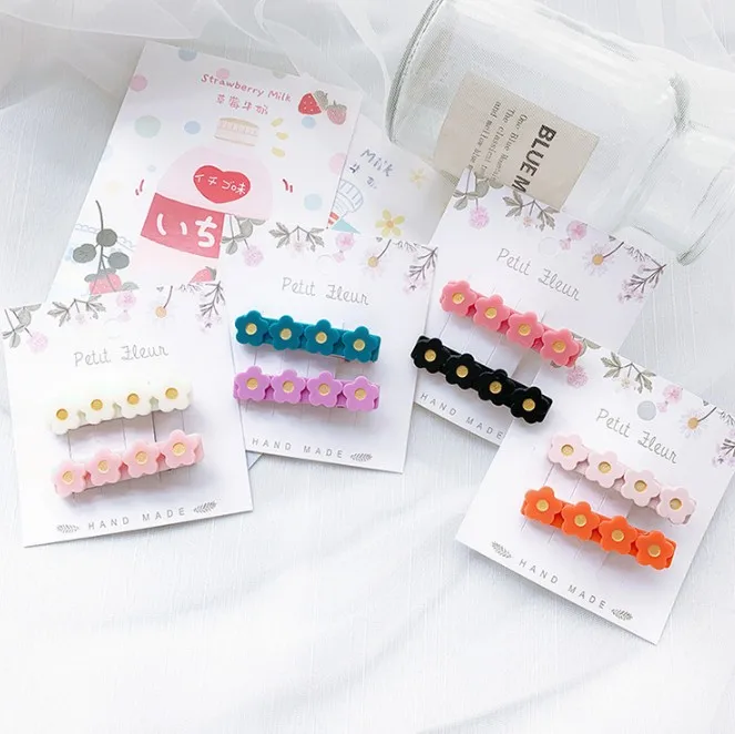 INS -Amazon Hot Sale Acetate Flower Hair clips For Baby Girls Candy Color Acrylic Barrettes Side Hairpins Kids Hairgrips