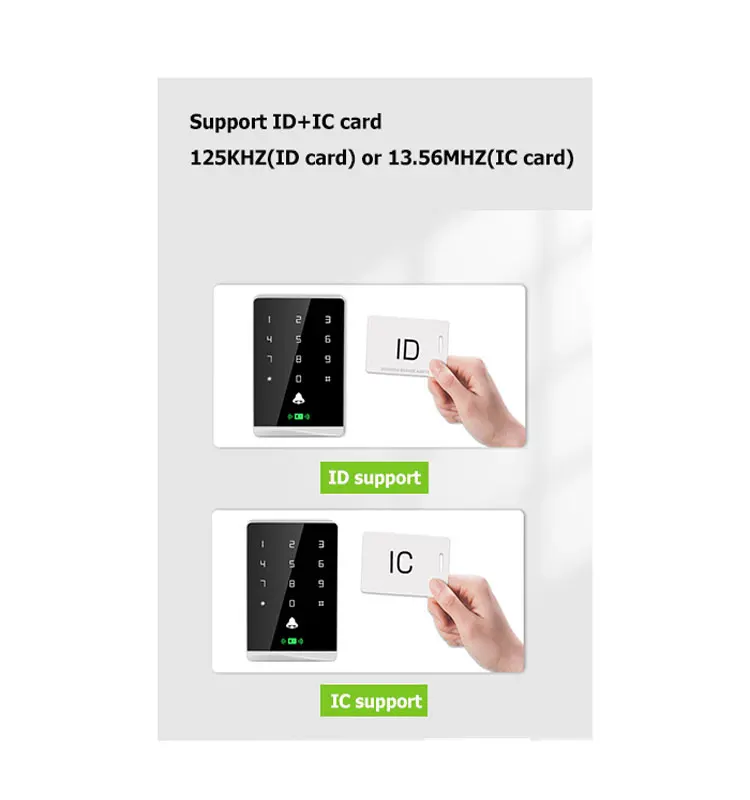 touch keypad RFID 125k and 13.56M door access control card reader