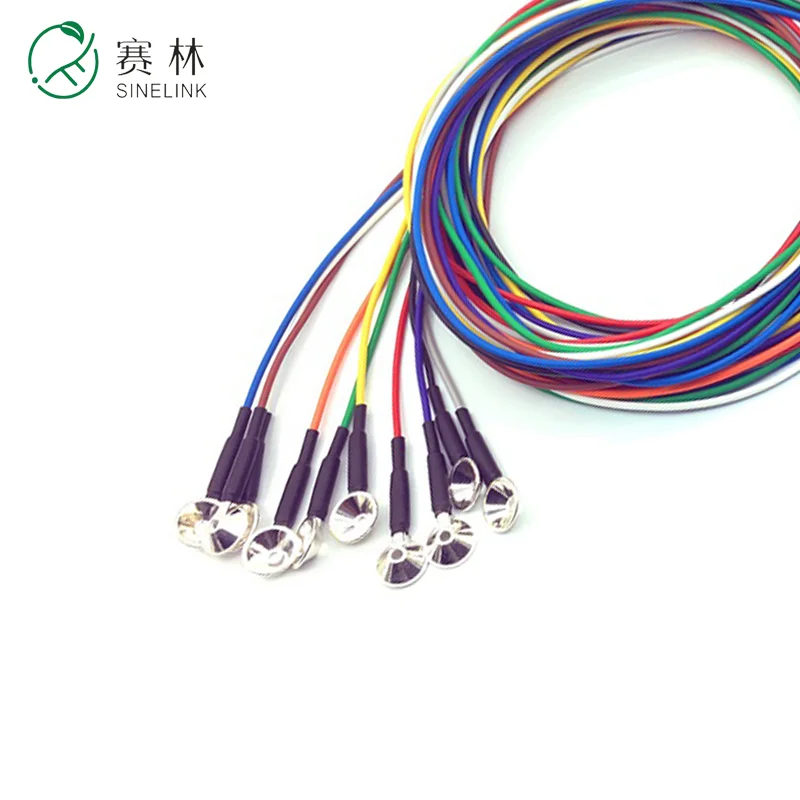 Hot Sale Reusable Ag Solid Silver EEG Cup Electrodes with Colorful Cables