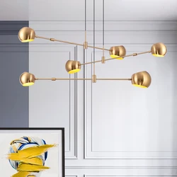 Modern living room decorative round copper brass crystal gold chandeliers pendant light