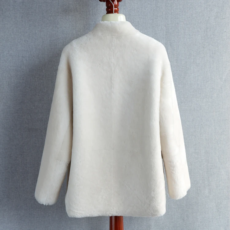 New items 100% merino wool women reversible lamb sheep skin shearling fur trench coat