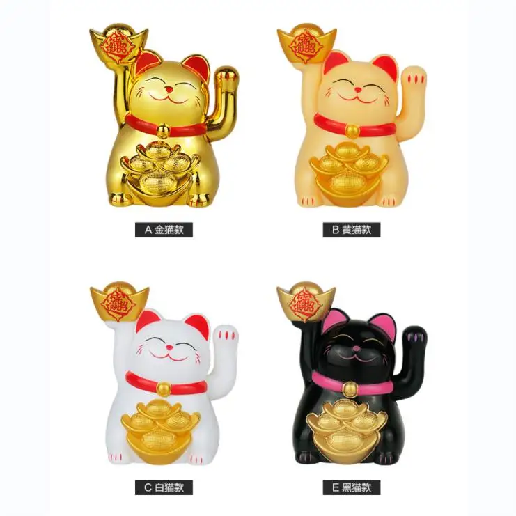 wholesale Store Front Desk Cashier Home Opening Gifts maneki neko japanese lucky cat 2 inch solar maneki neko lucky cat waving