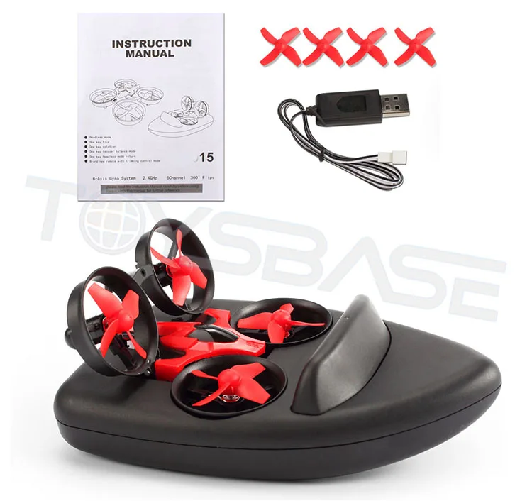 Air Land Water Dron 2.4G 3 in 1 RC Vehicle Flying Drone Driving Boat Quadcopter Model Toys Drony