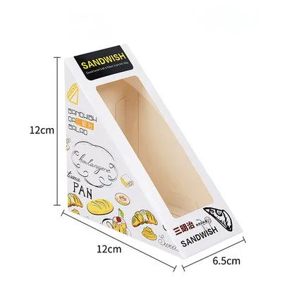 Wholesale custom design food level ink printing korean sandwich box packaging sandwich to go box with clear lid