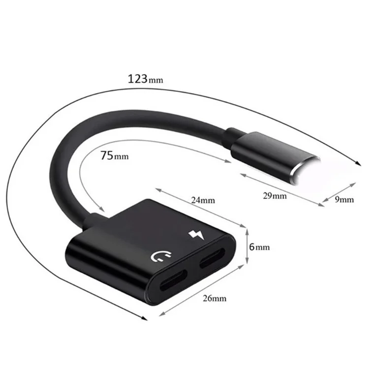 Dual Ports for Lightning Adapter Headphone Jack Audio and Charge Splitter for iPhone X Support Music and Calling Function
