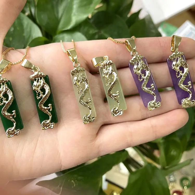 2021 new arrival jialin jewelry jade dragon stone pendant gold