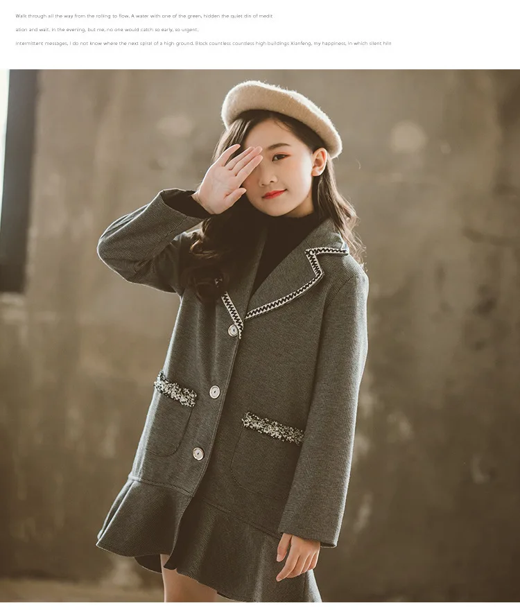 
Long sleeve Fashionable Cool wholesale teenage popular Autumn Out Travel coat girl for kids clothing 