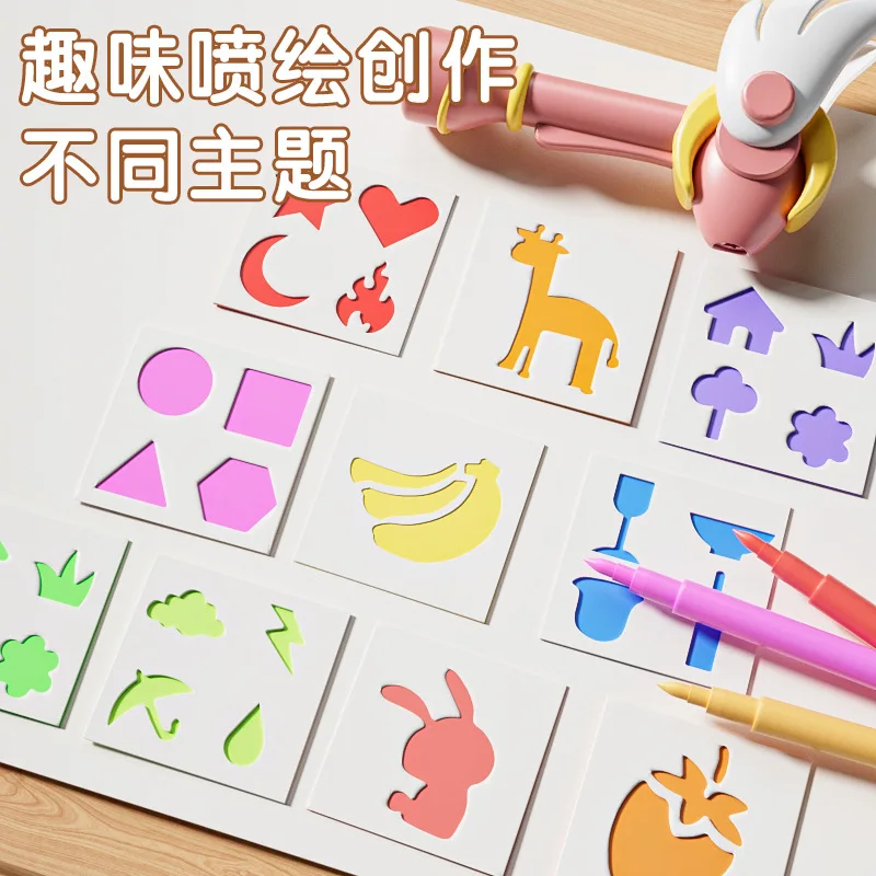 Early Education Kids Unicorn Painting Toys Kit Air Marker Sprayer Drawing Magic Pen DIY Coloring Airbrush Kit