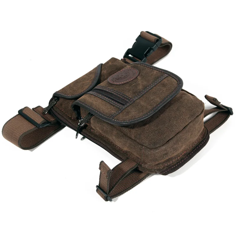Fashion Canvas ANTI-THEFT Barrel-shaped Zipper Unisex Motorcycle Drop Waist Leg Bag