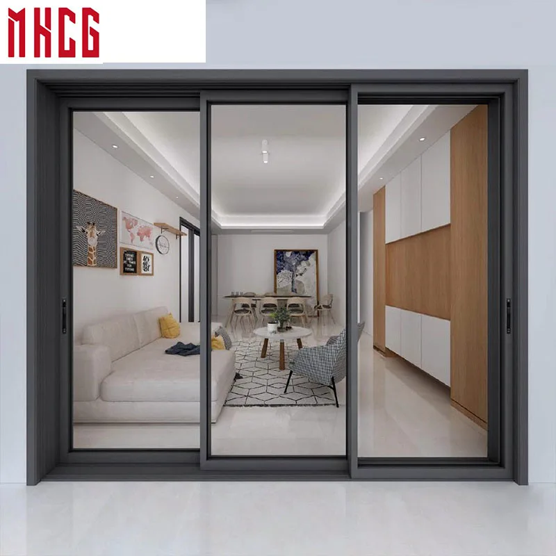 MHCG Customized thermal break aluminum doble glass hinged door triple glass argon filled swing door factory supplier of hinged