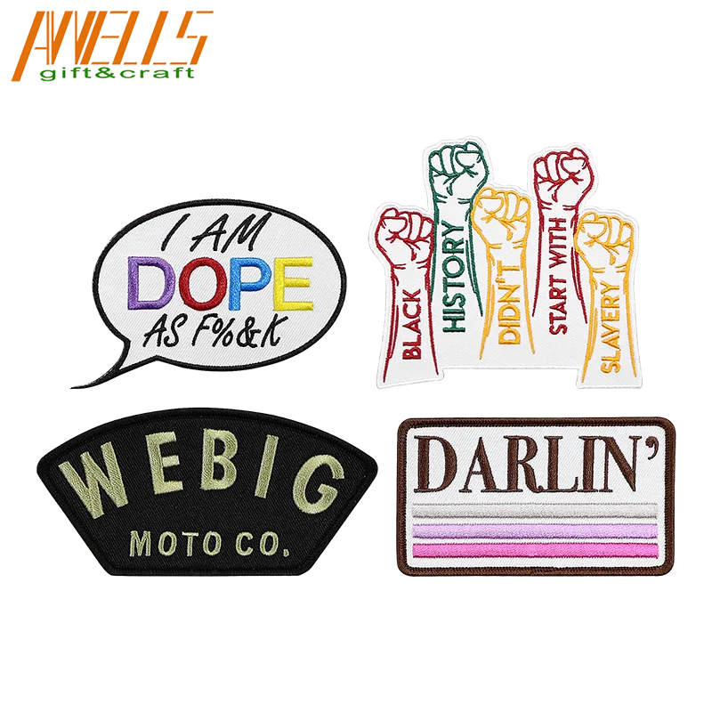 Custom Design Unique Felt Butterfly Flower Crest Crown Shoulder  Reflective Number  Colorful Embroidered Patches Appliques