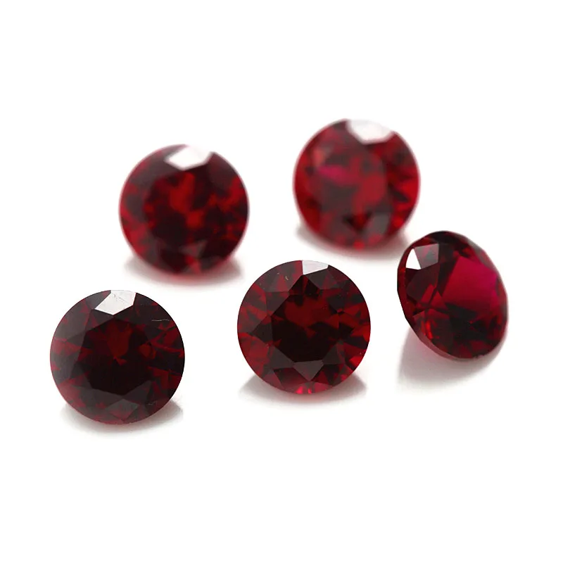 Jinying gems Wholesale price lab creat Ruby 3#5#8# color Round shape 3mm 5mm 6mm Synthetic Ruby Rough Corundum